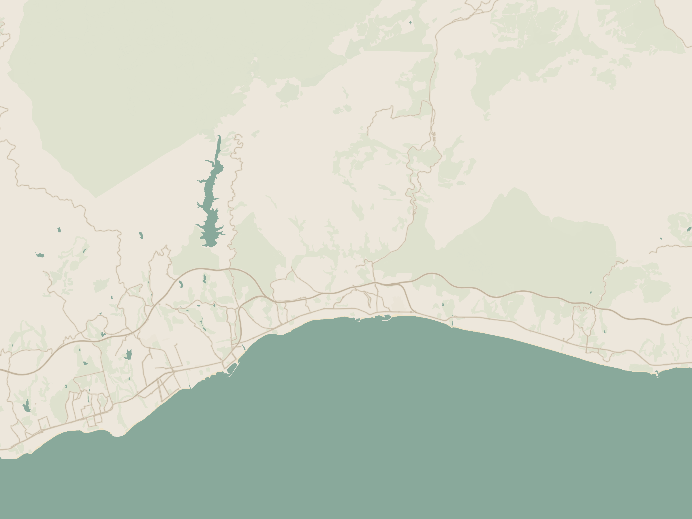 Branded map of Marbella showing Villa Ava in Rocío de Nagüeles on the slopes below Sierra Blanca, with the Golden Mile along the coast, Puerto Banús and Nueva Andalucía to the west and Málaga Airport to the northeast.